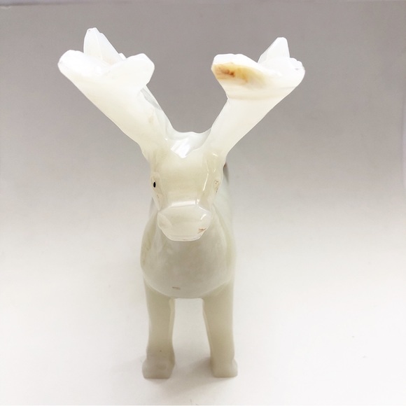 Vintage Handcarved Onyx Alabaster Reindeer Elk Moose Sculpture - Picture 3 of 9
